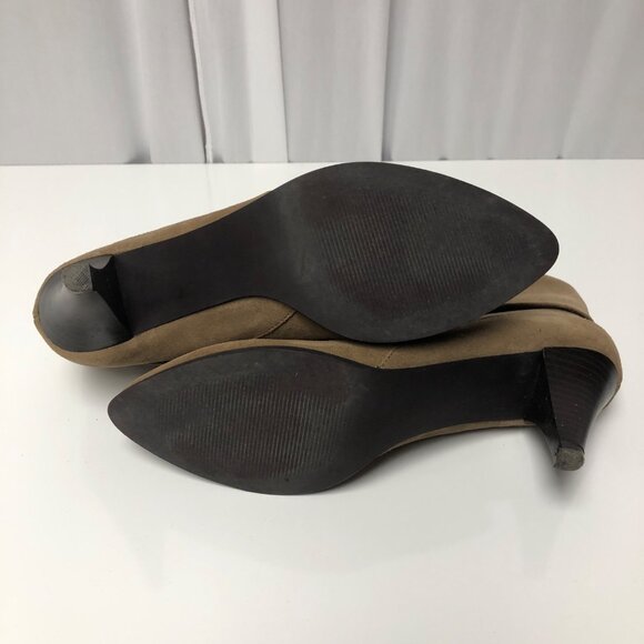 Lana Taupe Ankle Boots Womens Size 10M Leather Upper Cuffed Heeled Shoes - Picture 8 of 9